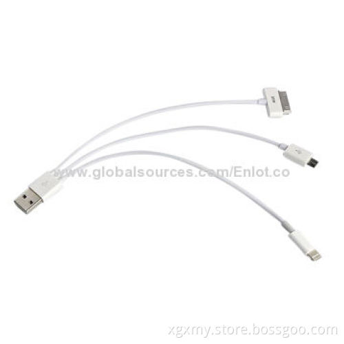 3-in-1 USB Charger Data Cable for iPhone 5/4 and Samsung